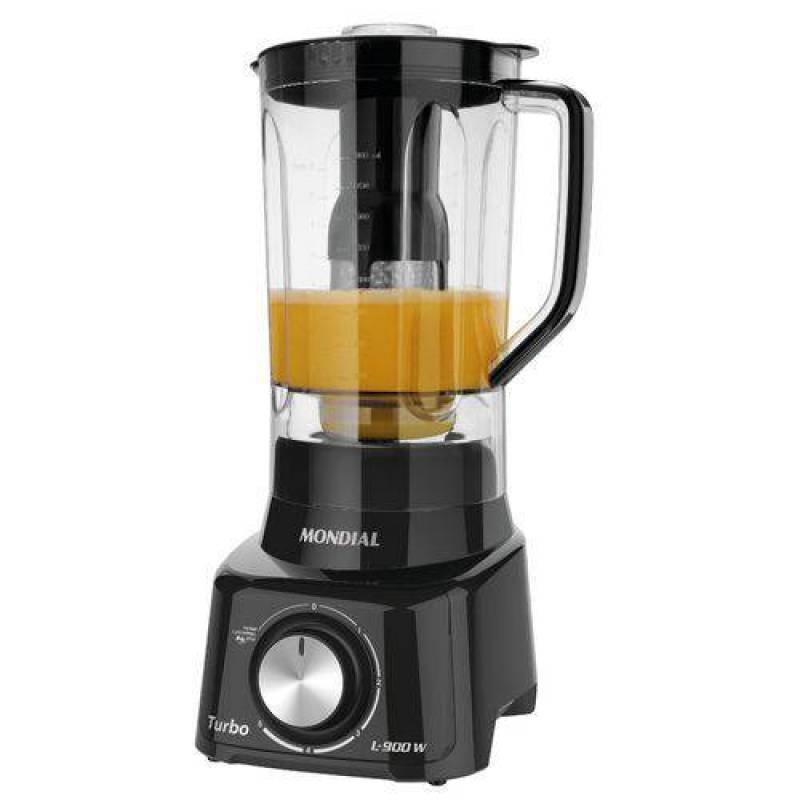 Liquidificador Mondial Turbo Full Black L-900Fb 900W 5 Velocidades + Função Pulsar/Gelo Preto – 220V