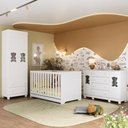 Ver imagem 1 de Quarto de Bebê Completo com Berço Americano 3 em 1 Fofura Multimóveis Mp4657 Branco