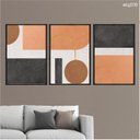 Ver imagem 1 de Kit 03 Quadros Decorativos Formas Geom Laranja Marrom Preto Abg035 Vidro Impresso 40x60cm Cada