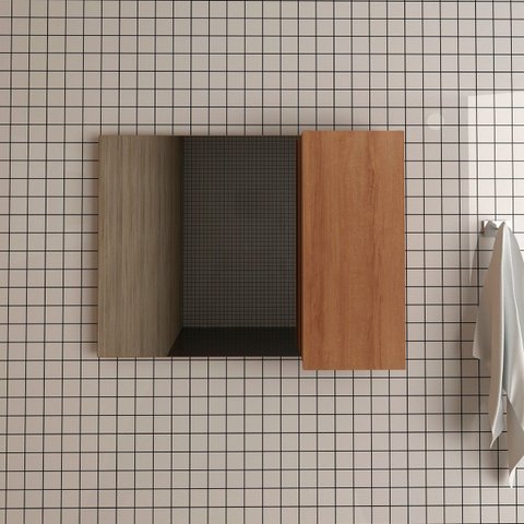 Espelheira para Banheiro 80 Cm com 1 Porta Marina Amêndoa