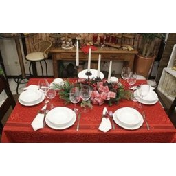 Toalha De Mesa Retangular Color Vermelho 6 Lugares Renda - 2 Toalha De Mesa Retangular Color Vermelho 6 Lugares Renda - 2