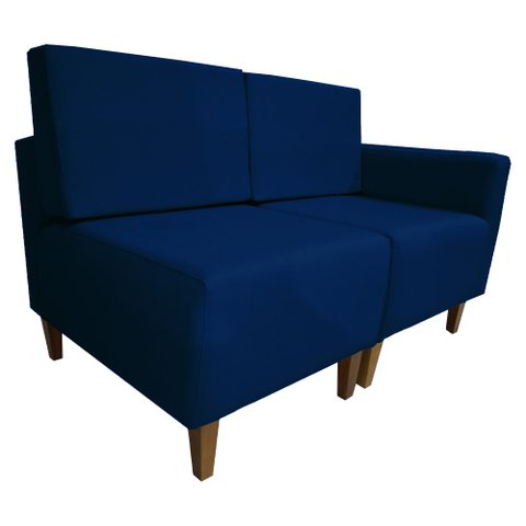 Poltrona Decorativa Alicia Lado Esquerdo Suede Azul Marinho Pés Madeira Mz Decor