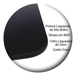 Mesa Jantar Pandora Tampo Quadrado Laca com Vidro 80cm Preto - 3 Mesa Jantar Pandora Tampo Quadrado Laca com Vidro 80cm Preto - 3