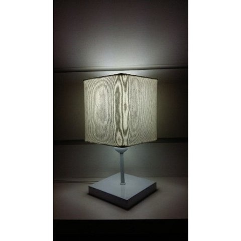 Abajur Quadrado de Mesa Md-2008 Base Branca Cúpula Tecido 15/13x13cm Branca