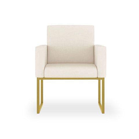 Poltrona Nina para Sala Base de Ferro Dourada Kit com 2:bege