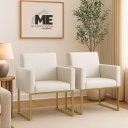 Ver imagem 2 de Poltrona Nina para Sala Base de Ferro Dourada Kit com 2:bege