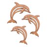 Conjunto Trio de Golfinhos de Parede em Madeira - 2