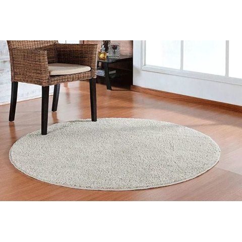 Tapete para Quarto e Sala Felpudo 1m Redondo Apolo PrataTêxtil Prata 100 x 100