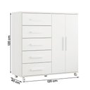 Ver imagem 4 de Comoda Toronto Quarto com 5 Gavetas e 2 Portas Branco