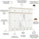 Ver imagem 4 de Guarda Roupa Casal 12 Portas com Espelho e Maleiro Mazzaro F06 Branco Freijó - Lyam Decor