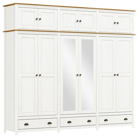 Guarda Roupa Casal 12 Portas com Espelho e Maleiro Mazzaro F06 Branco Freijó - Lyam Decor