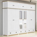 Ver imagem 2 de Guarda Roupa Casal 12 Portas com Espelho e Maleiro Mazzaro F06 Branco Freijó - Lyam Decor