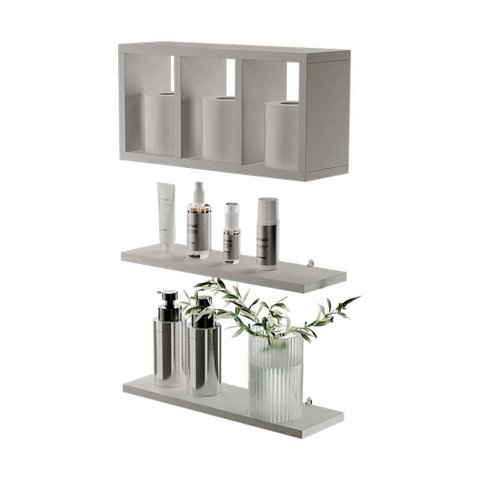 Kit Nichos Prateleiras Provença para Banheiro Decorativo Branco