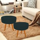 Ver imagem 2 de Puff Decorativo Lavinia Suede Pes Castanho Azul Marinho