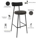 Ver imagem 4 de Kit 05 Banquetas Alta Bar Cozinha Sala De Jantar Milão L02 Couríssimo Preto Linho Chumbo - Lyam