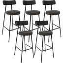 Ver imagem 1 de Kit 05 Banquetas Alta Bar Cozinha Sala De Jantar Milão L02 Couríssimo Preto Linho Chumbo - Lyam