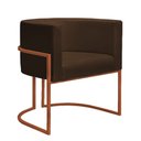 Ver imagem 3 de Poltrona Reforçada Decorativa Sala Nayara Base Ferro Bronze Suede Marrom
