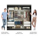 Ver imagem 4 de Guarda-Roupa Casal Madesa Reno 3 Portas de Correr com Espelho Preto/Branco Cor:Preto/Branco