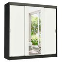Ver imagem 2 de Guarda-Roupa Casal Madesa Reno 3 Portas de Correr com Espelho Preto/Branco Cor:Preto/Branco