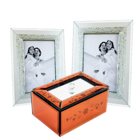 Kit 3 Peças Porta Retrato Espelhado Porta Joia 1051g