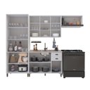 Ver imagem 4 de Cozinha Modulada 4 Peças Cristaleira Balcão sem Tampo 2 Aéreos 100% MDF Bari