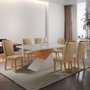 Ver imagem 1 de Mesa de Jantar Aster 6 Lugares Retangular MDF com Vidro 180cm Off White Moderna