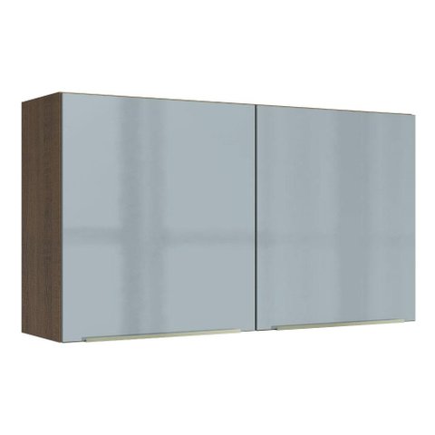 Armário Aéreo Madesa Lux 120 cm 2 Portas Rustic/Cinza