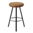 Ver imagem 1 de Banqueta Boston Alta Estofada Estrutura Aço Carbono Base Preta 70cm Courino Caramelo
