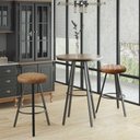 Ver imagem 2 de Banqueta Boston Alta Estofada Estrutura Aço Carbono Base Preta 70cm Courino Caramelo