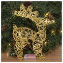 Ver imagem 3 de Rena Aramada Natal Iluminada 30 Led Dourada com Glitter 30cm