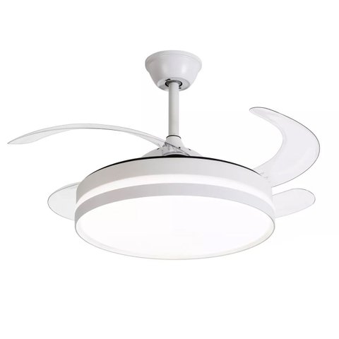 Ventilador Lampada de Teto Led 3 em 1 Grande Retratil Ajustavel Controle Remoto Sala Quarto Casa Esc