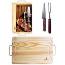 Ver imagem 2 de Kit de Churrasco com Tábua Pinus Faca e Garfo