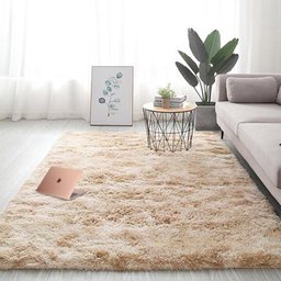 Tapete Peludo para Sala Quarto Macio - Casen Tamanho:140x100cm;cor:bege - 1