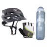 Capacete Bike Led com Luvas Ciclismo e Garrafa Caramanhola Térmica - Preto - GG - 1