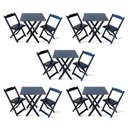 Ver imagem 1 de Kit de 5 Conjuntos de Mesa Dobrável 60x60 com 2 Cadeiras Preto - Cor: Preto