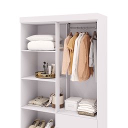 Guarda Roupa Solteiro 4 Portas para Quarto Hospedes:branco - 7