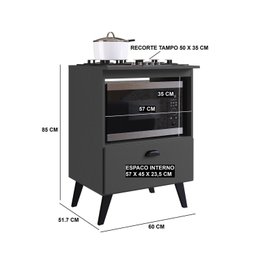 Balcão com Porta para Forno e Cooktop 4 Bocas Bogota - 3
