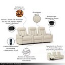 Ver imagem 3 de Poltrona 3 Lugares Sala de Estar e Cinema Vancouver Manual Porta Copos Reclinável Pu Bege G94 - Laur