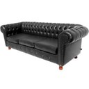 Ver imagem 1 de Sofá Chesterfield Luiz XV 1,80 cm Corano Preto sala de estar/recepção/ barbearia