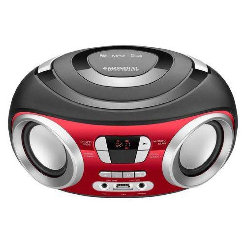 Rádio Portátil 6W Rms Fm Mp3 USB Bx-17 Preto/Vermelho - Mondial - 3