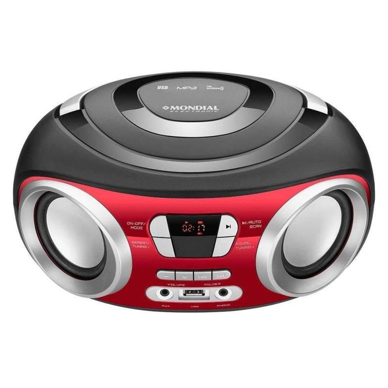 Rádio Portátil 6W Rms Fm Mp3 USB Bx-17 Preto/Vermelho - Mondial - 5