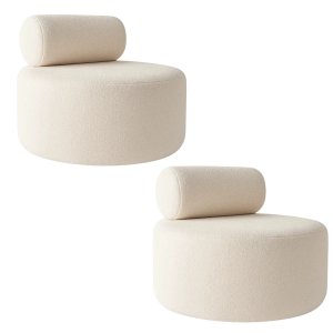 Kit 02 Poltronas Decorativo Orgânica Recepção Sala de Estar Luxo Boucle Bege