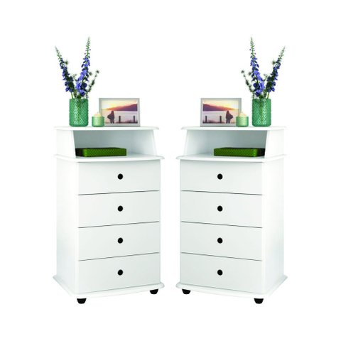 Conjunto de Mesas de Cabeceira Kansas ll Branco
