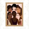 Quadro Moldura Dourada Mulheres Raças Diversas 33x24cm:com Vidro - 1
