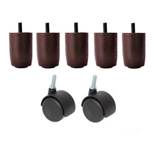 Kit Pé 6,5cm Madeira 5x2 Marrom Cama Box Baú Casal Comum P63