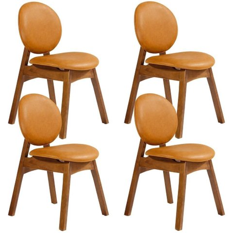 Kit 04 Cadeiras para Sala de Jantar Cozinha Estofada Rattan Ibis L02 Couríssimo Whisky - Lyam Decor