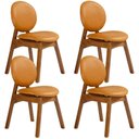Ver imagem 1 de Kit 04 Cadeiras para Sala de Jantar Cozinha Estofada Rattan Ibis L02 Couríssimo Whisky - Lyam Decor