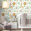 Ver imagem 1 de Papel de Parede Infantil Animais Safari Aquarela-60x300cm