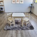 Ver imagem 1 de Conjunto Mesa Mesinha Quadrada Infantil Educativa Atividades de Madeira Maciça Resistente 2 Cadeira