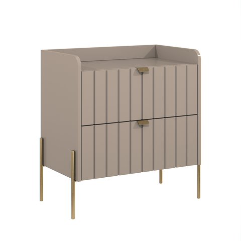 Mesa de Cabeceira com Gaveta Conect Moriah 60cm Puxadores e Pés Ferro Dourado